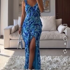 Luxxel Blue and Green Maxi Dress